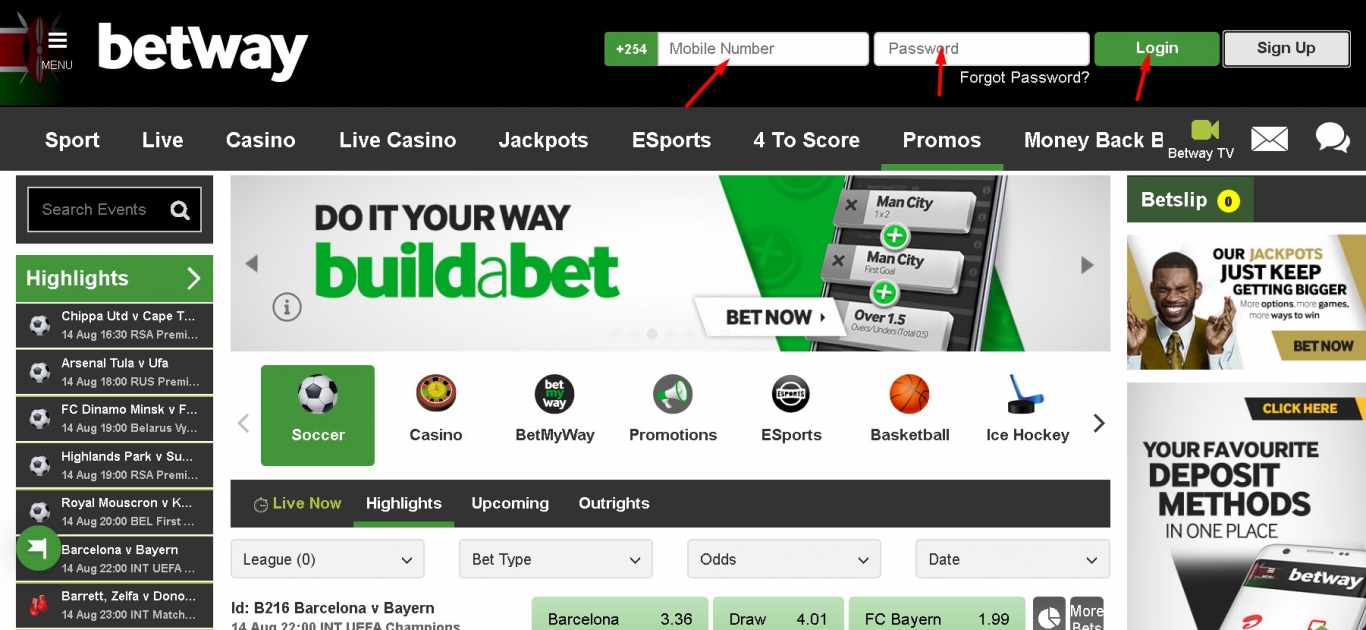 Betway login